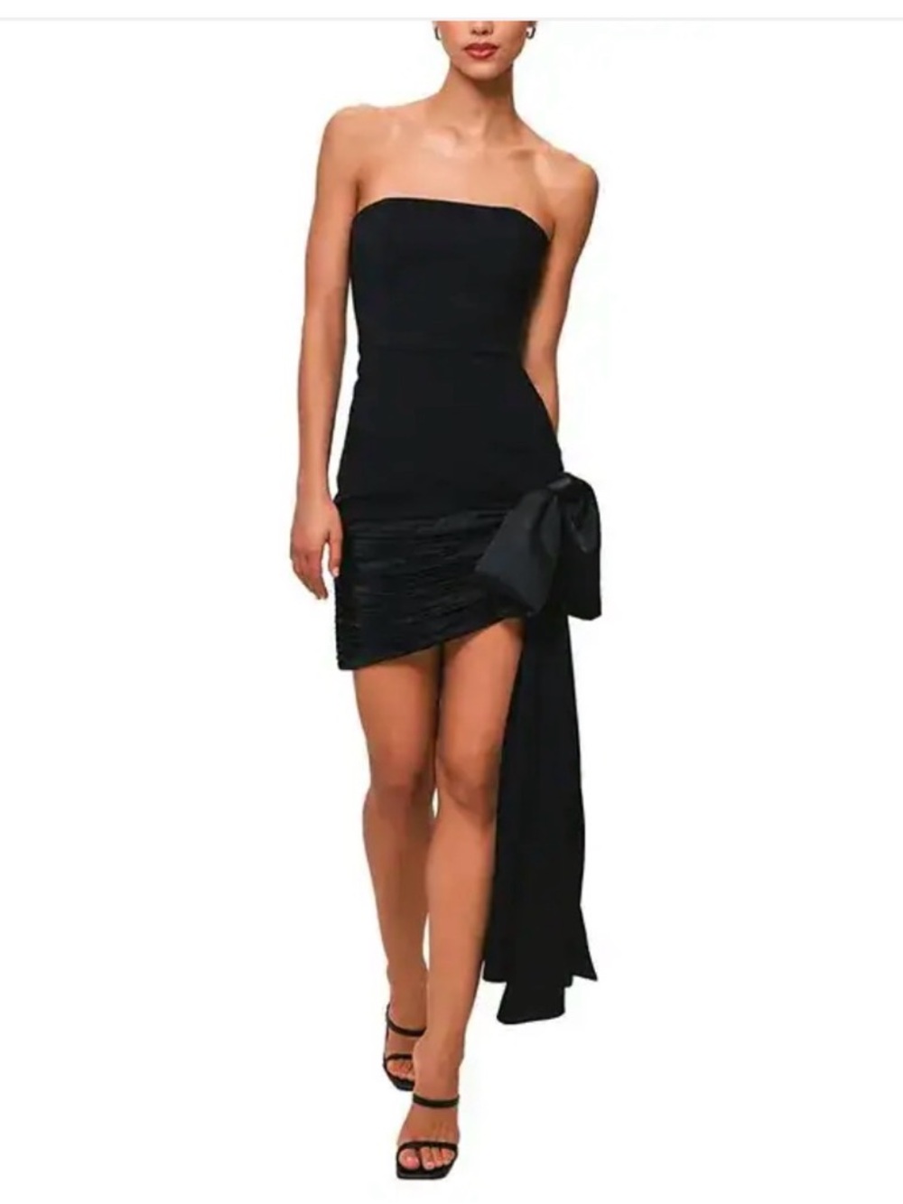 Hutch Elegant Black Strapless Dress with Bow